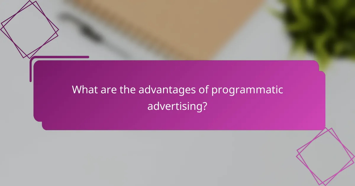 What are the advantages of programmatic advertising?