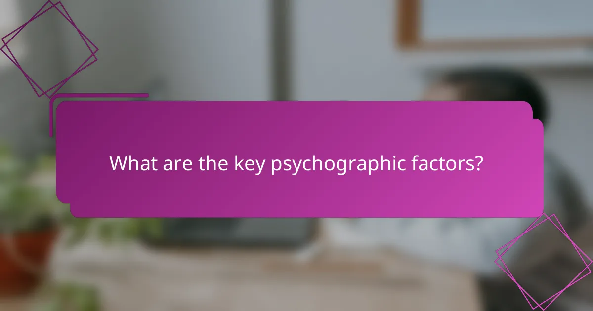What are the key psychographic factors?